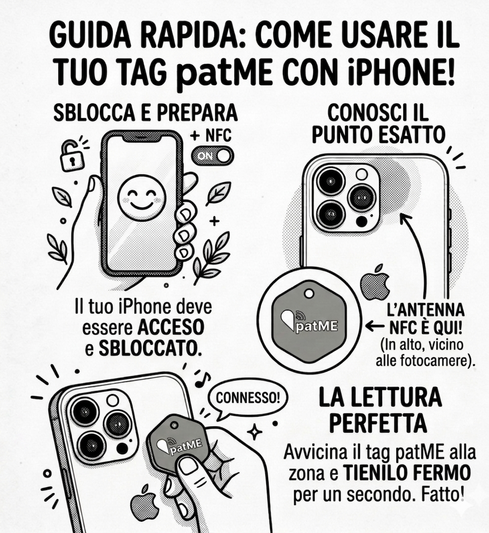 Guida rapida: come usare il tuo tag patME con iPhone